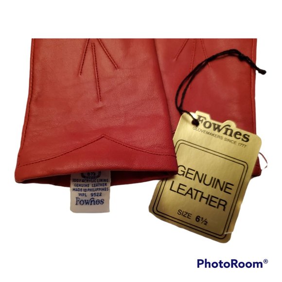 Fownes Red Leather Gloves - Small  - NWT - Picture 5 of 6